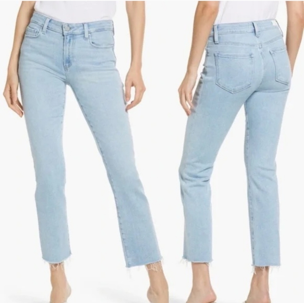 Paige Amber Light Blue Women's Jeans Ankle Length Straight Leg Med Rise Plus 33
